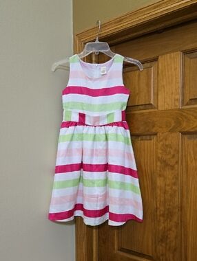 Gymboree Striped Sundress in Pink, Green & White